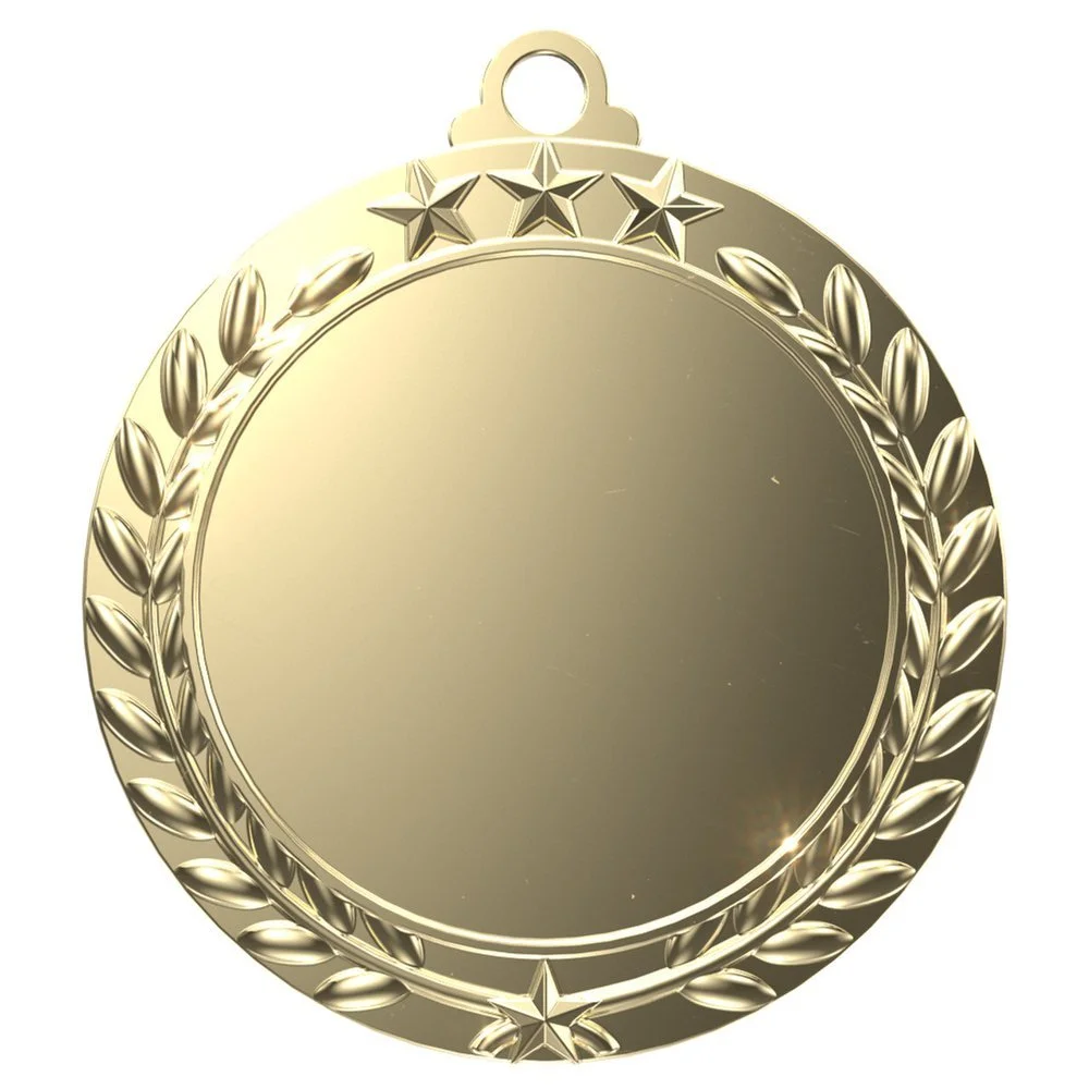 Bright Star Wreath Medal 2.75" (Includes Ribbon, 2 Custom Options)