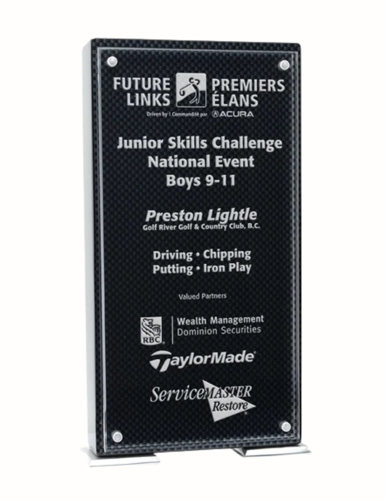Vista Carbon Fiber Golf Acrylic Award 7.25"x4 5/8" (Engraving Included)