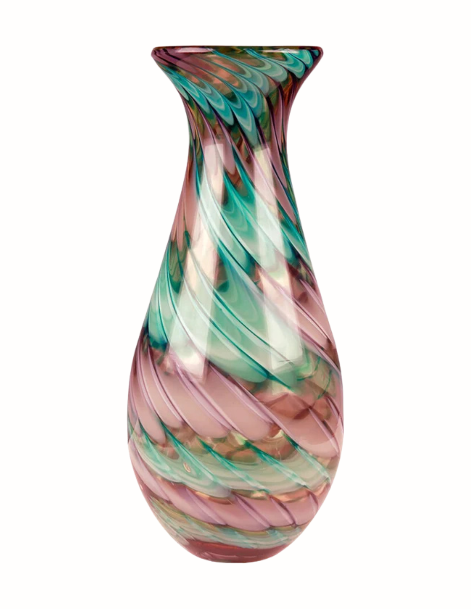 Flower Swirl Art Glass Vase  14.5"