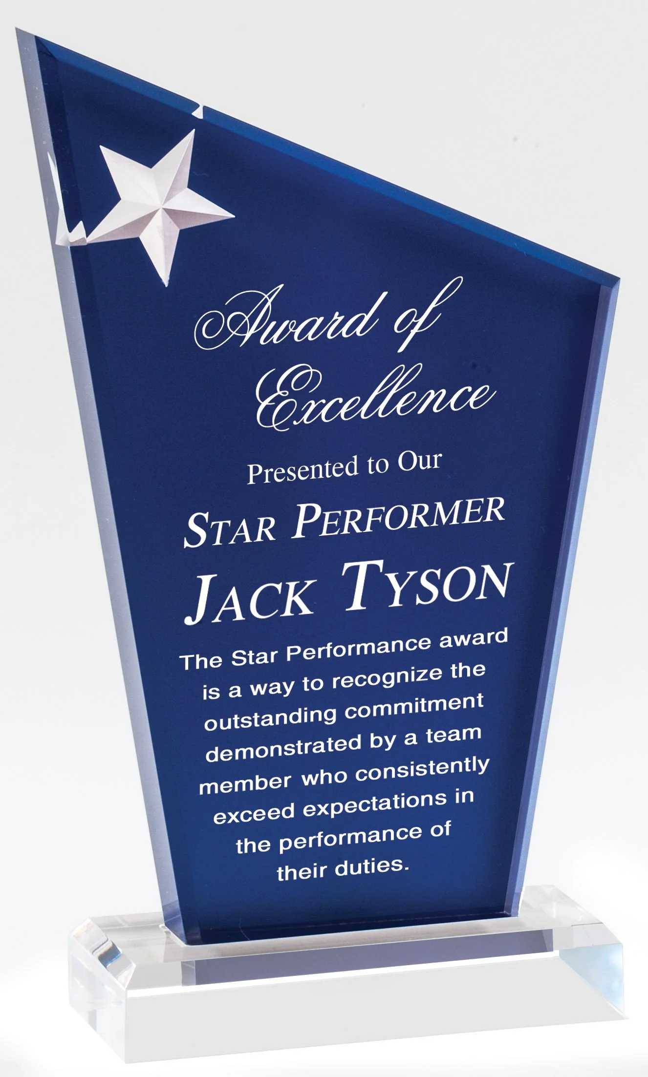 Peak Star Acrylic Award- 3 Sizes (Includes Engraving)