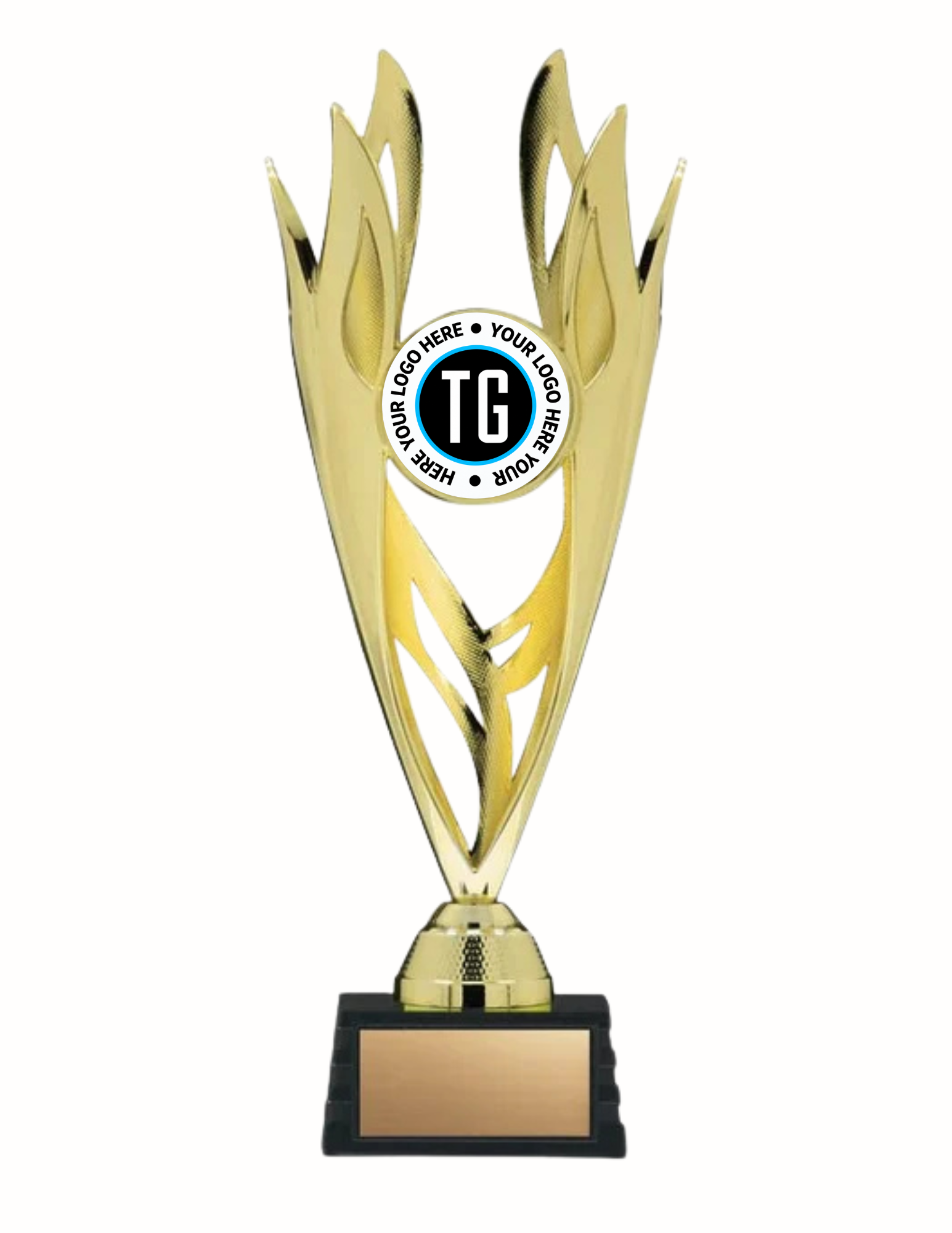 Gold Plastic Flame Cup 12" (Includes Engraving)