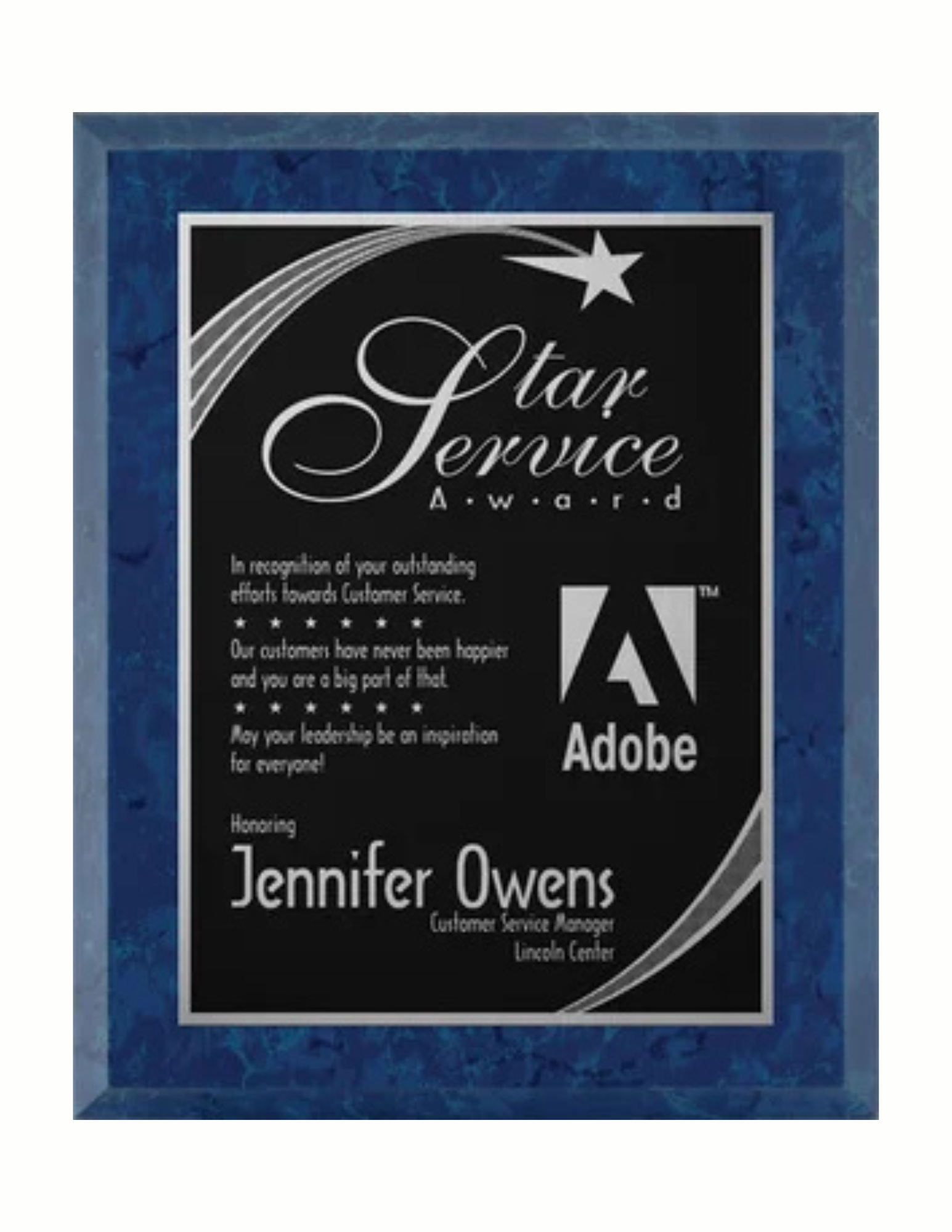 Executive Blue Marble Press-board Plaque- 5 Sizes (2 Custom Options)