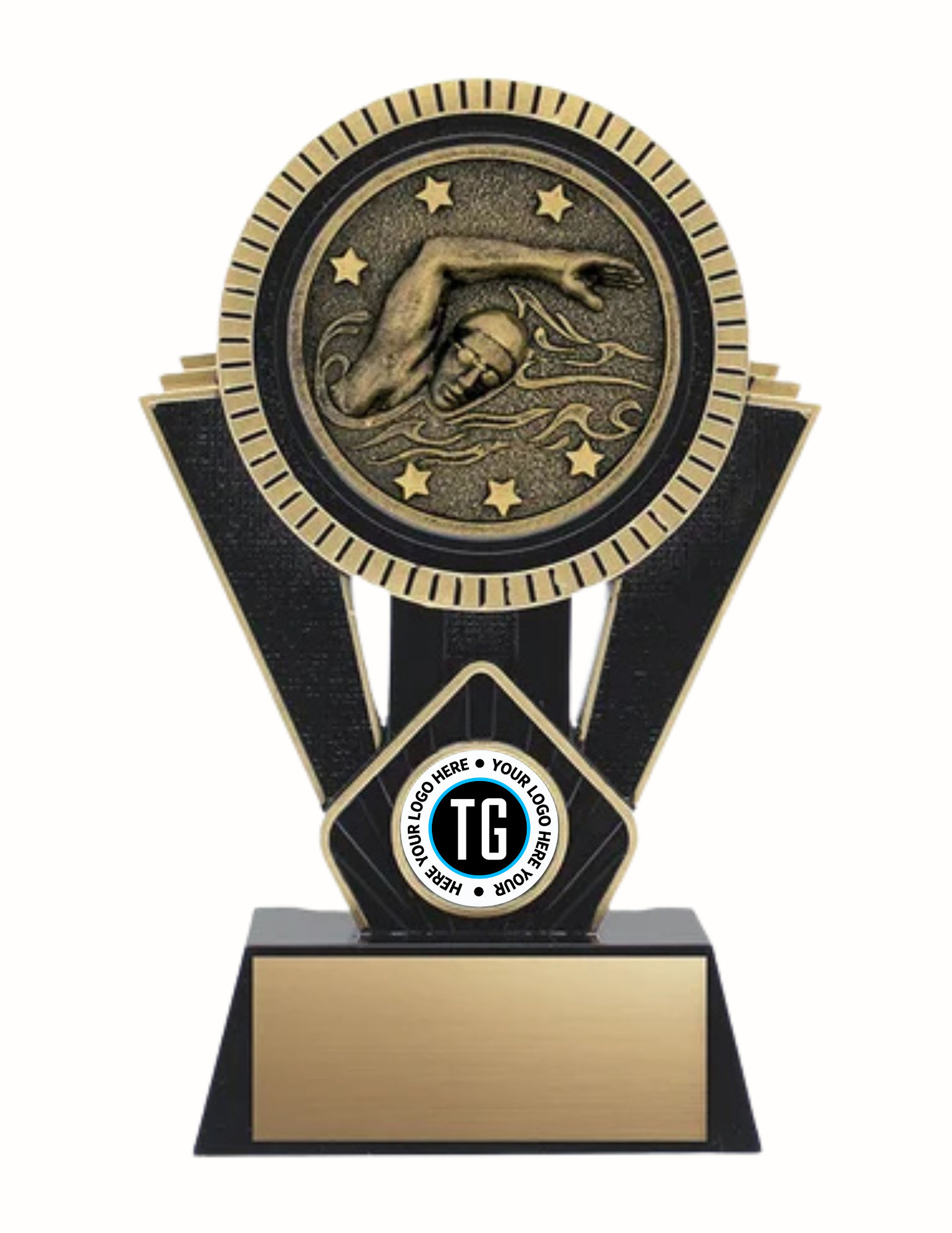 Apex Swimming Resin Trophy- 3 Sizes, 2 Colors (Includes Engraving)