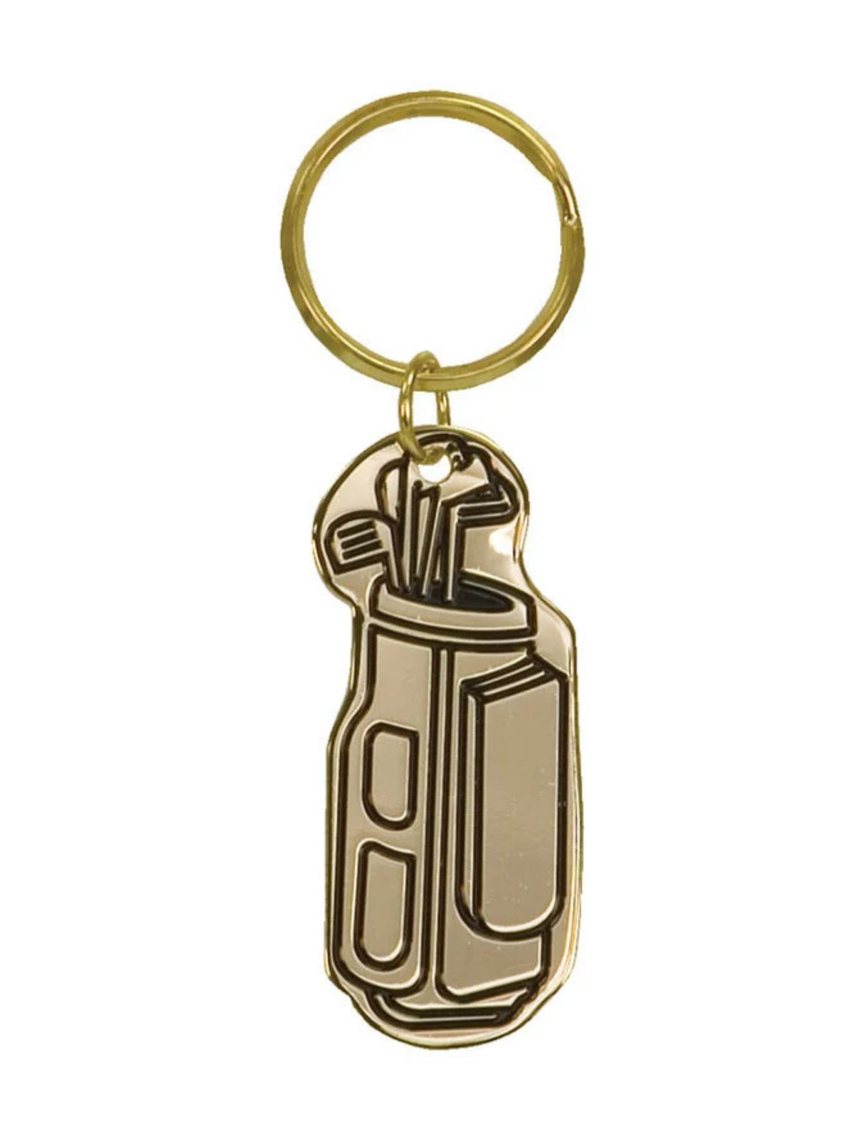 1" x 2.5" Gold Golf Bag Brass Keychain (Includes Engraving)