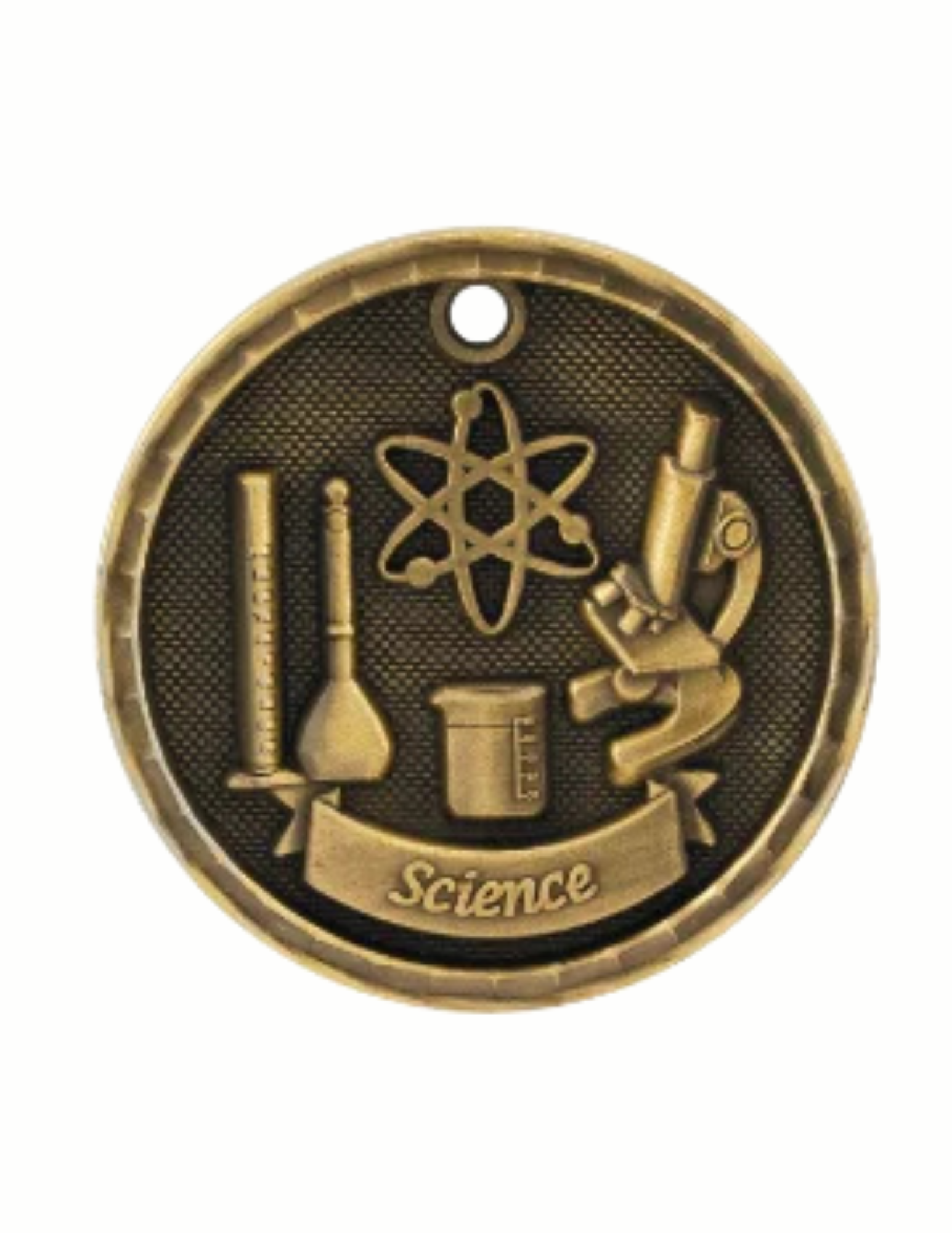 2" Antique 3D Science Medal (Includes Ribbon)