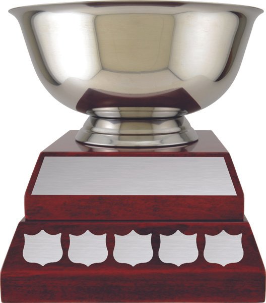 Stainless Bowl Annual 2 Tier - Rosewood Piano Base 3 Sizes  (Includes Header Engraving)