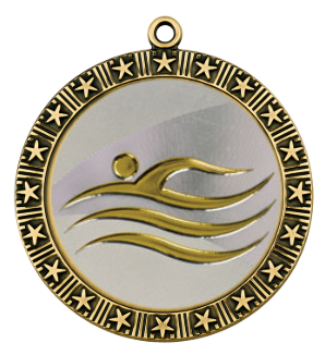 2.5" Modern Star Swimming Medal (Includes Ribbon)