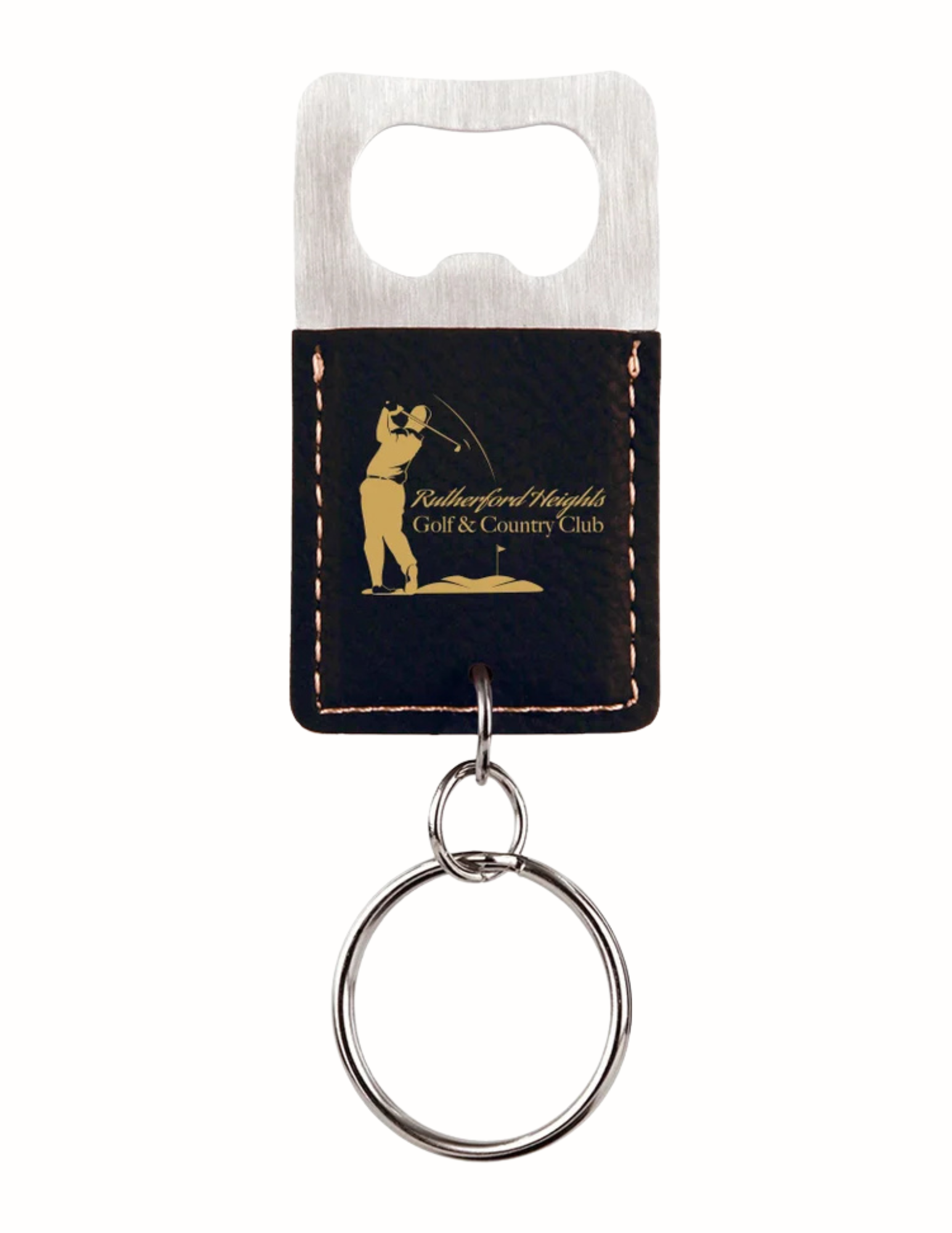 Black/Gold Bottle Opener Keychain 2.75" x 1.5" (Includes Engraving)