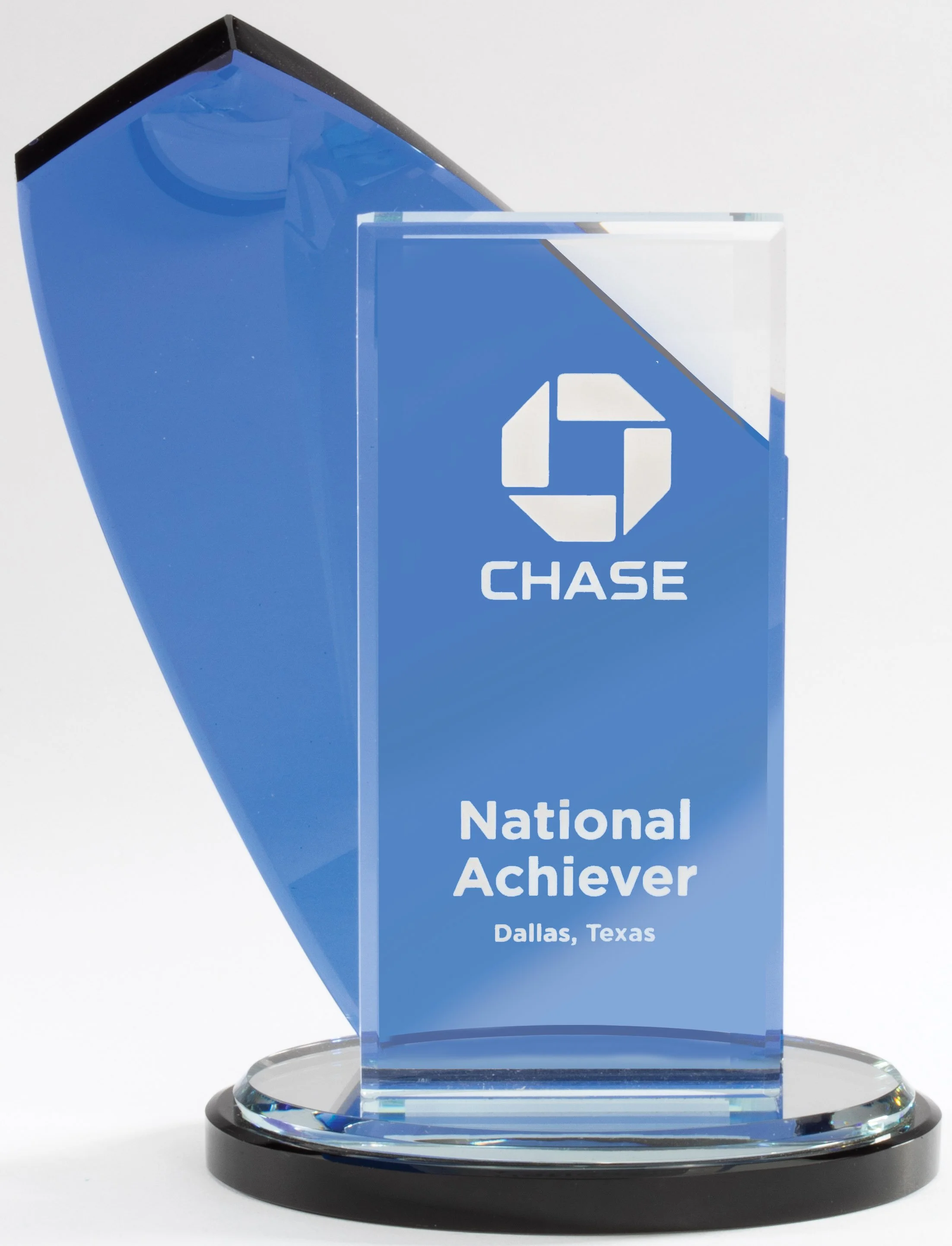 Blue Wing Accent Crystal Award 6" x 8.75" (Includes Engraving)