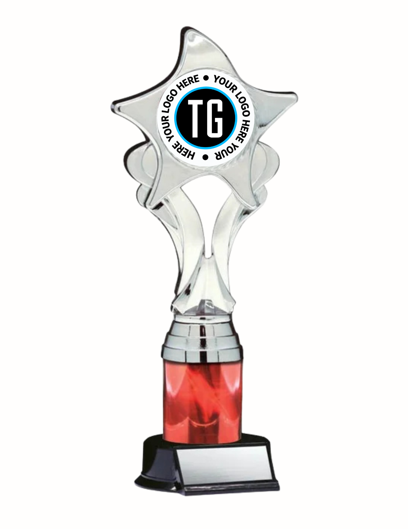 Silver Riser Nova Star Custom Trophy- 3 sizes, 2 colors (Includes Engraving)