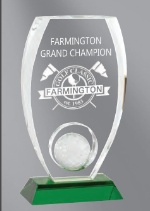 Golf Crest Crystal Award 4.5" x 7.5" (Includes Engraving)