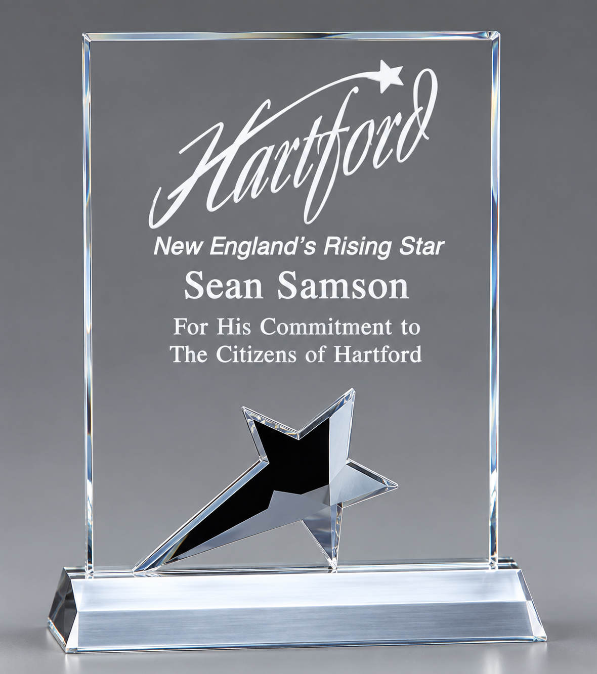 Flat Chrome Star Crystal Award 6" x 8" (Includes Engraving)