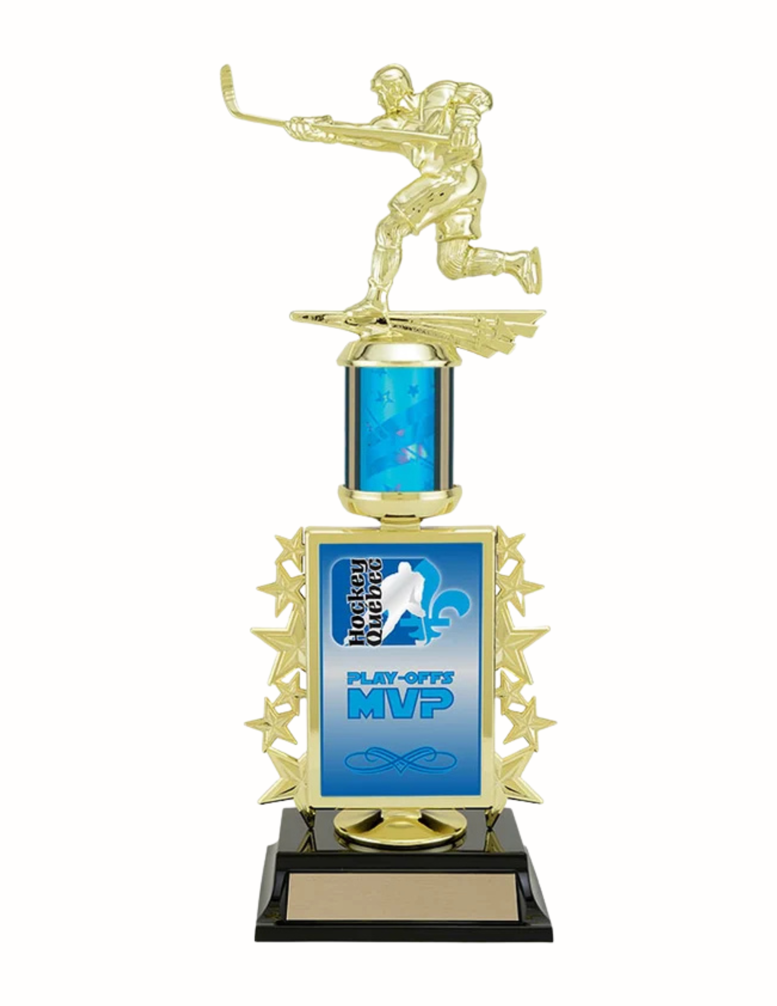Superstar Blue Hockey Trophy 13" (Engraving and Full Color Team Logo Included)