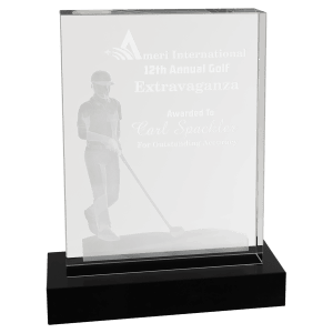 6.25" x 8" Crystal 3D Male Golf Award (Includes Engraving)