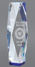 Blue Base Crystal Pillar Award 8" (Includes Engraving)