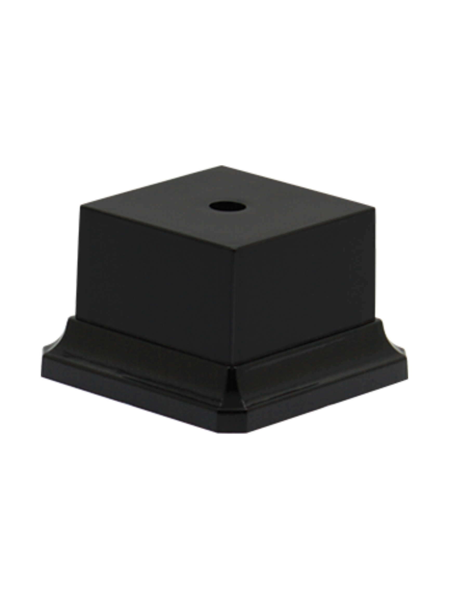 1 Hole Cube Gloss Black Plastic Base, 10 Sizes