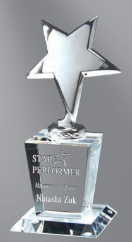 Chrome Star on Crystal Base 3" x 7.5" (Includes Engraving)