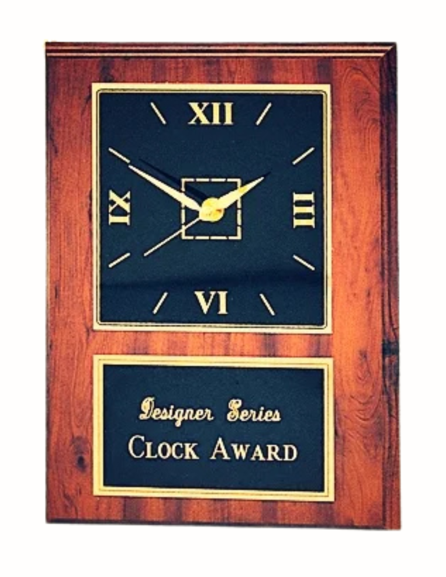 Cherry/Black Wall Plaque Clock 9" x 12" (Includes Engraving)