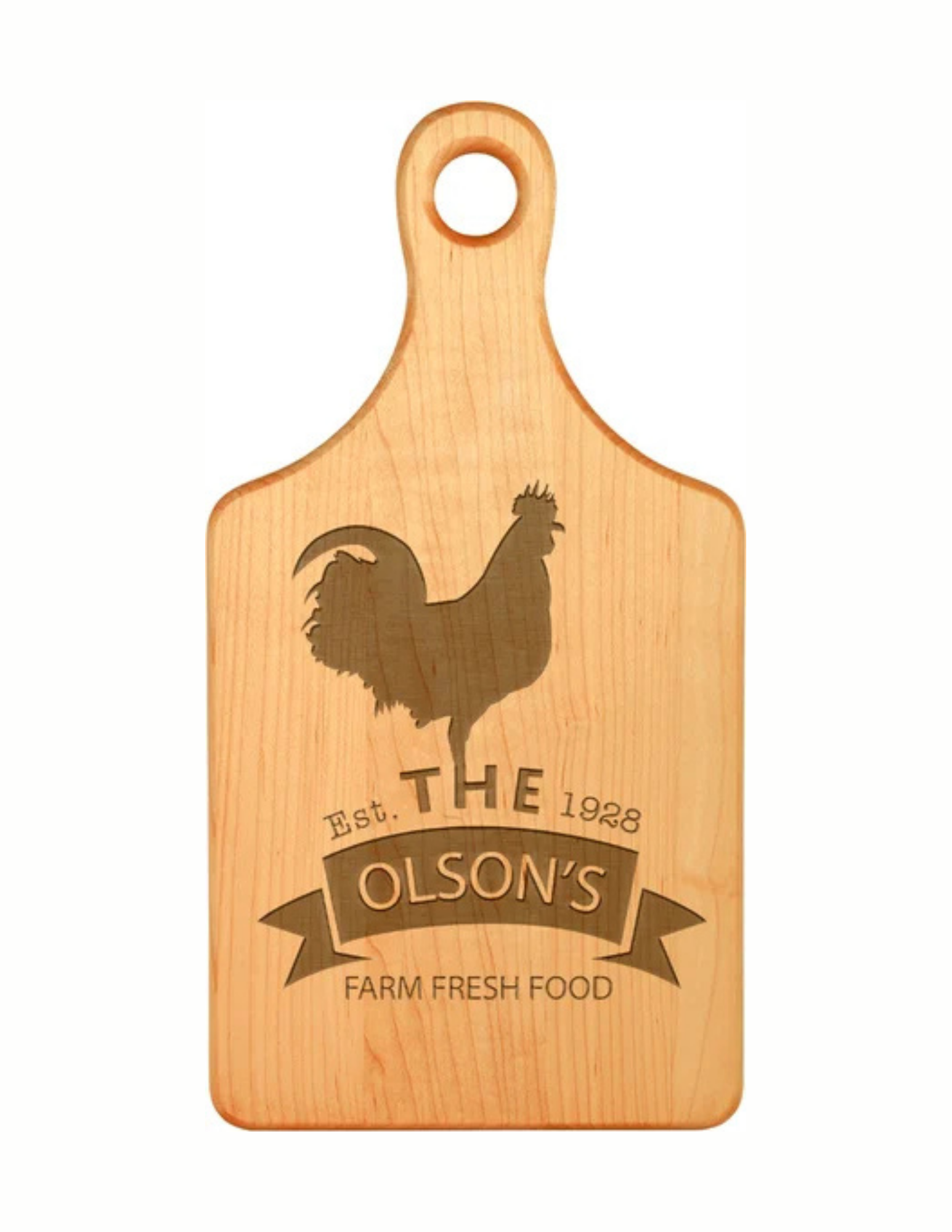 13.5" x 7" Maple Paddle Shaped Cutting Board (Includes Engraving)