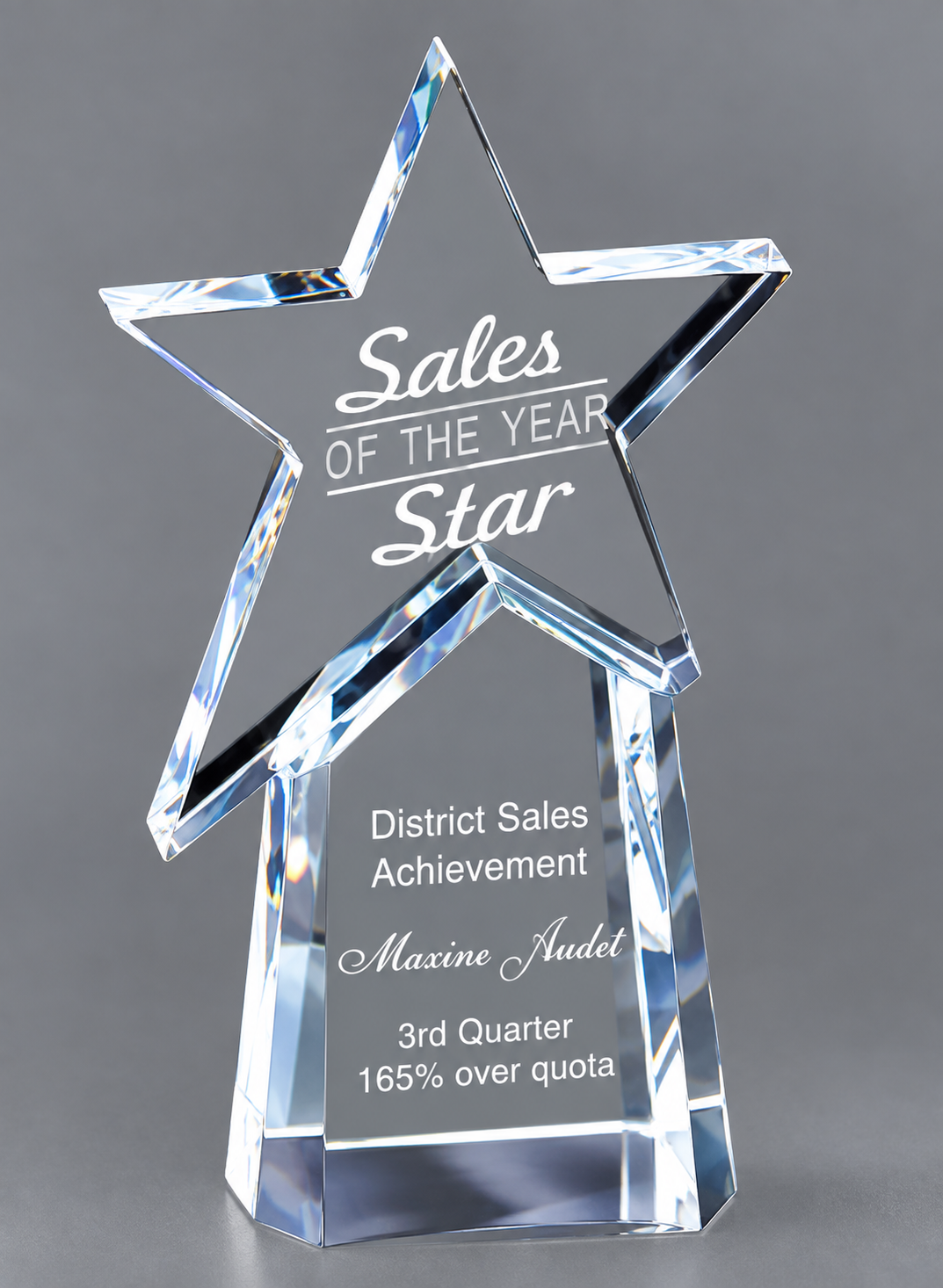 Short Shooting Star Crystal Award 4.5" x 7.5" (Includes Engraving)