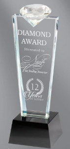 Diamond Topper Crystal Award 10.75" (Includes Engraving)