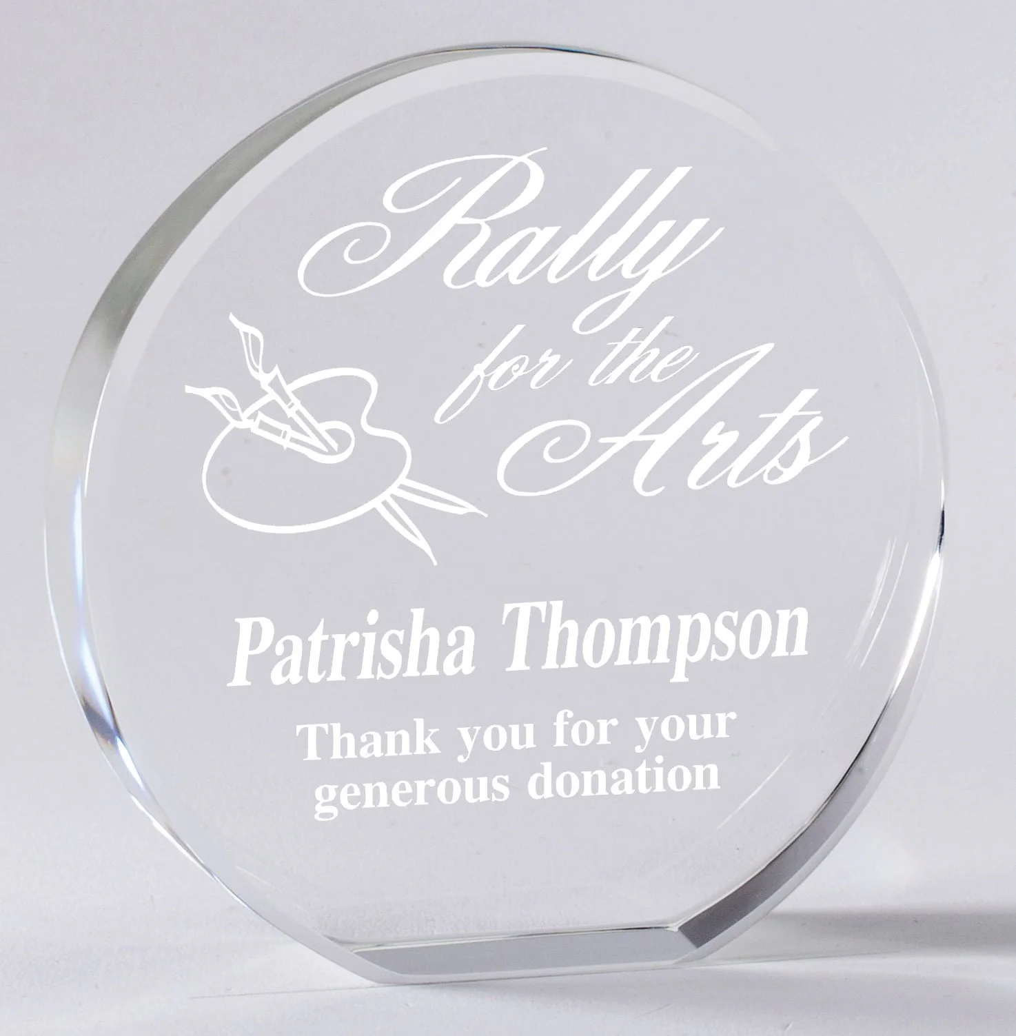 Free Standing Circular Crystal Award- 2 Sizes (Includes Engraving)