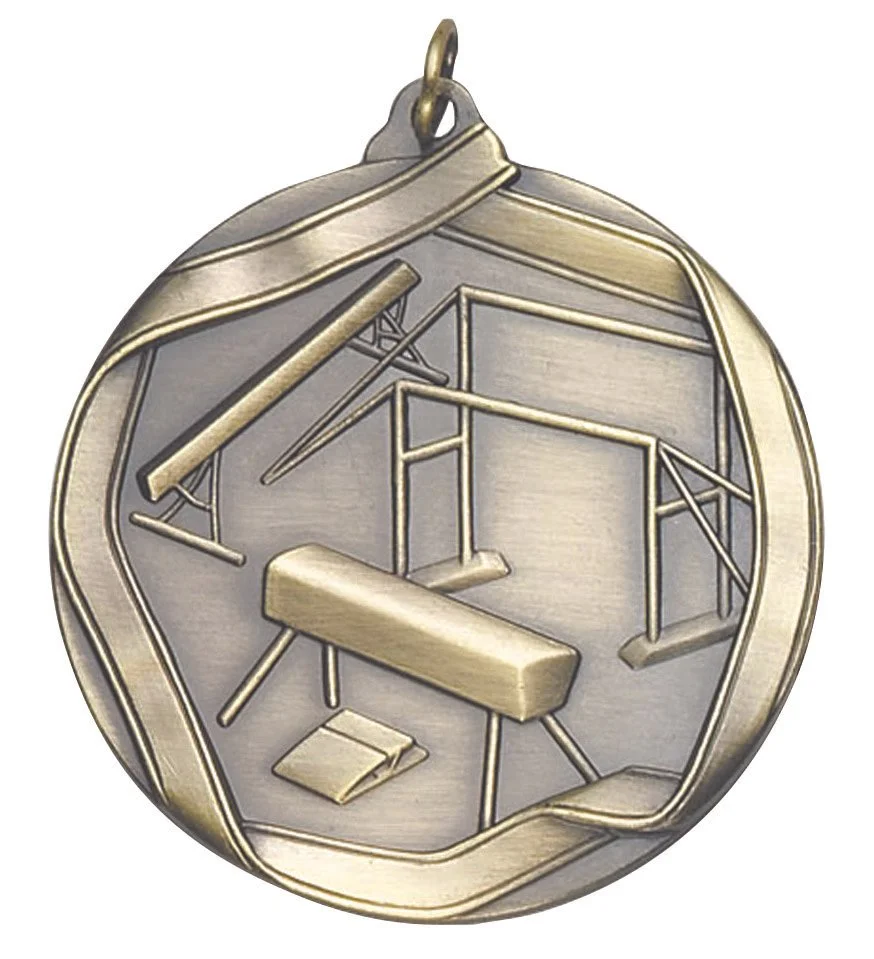 Ribbon Border Female Gymnastics Medal 2.25" (Includes Ribbon)