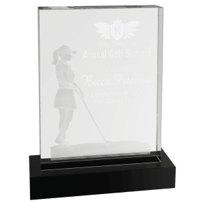 6.25" x 8" Crystal 3D Female Golf Award (Includes Engraving)