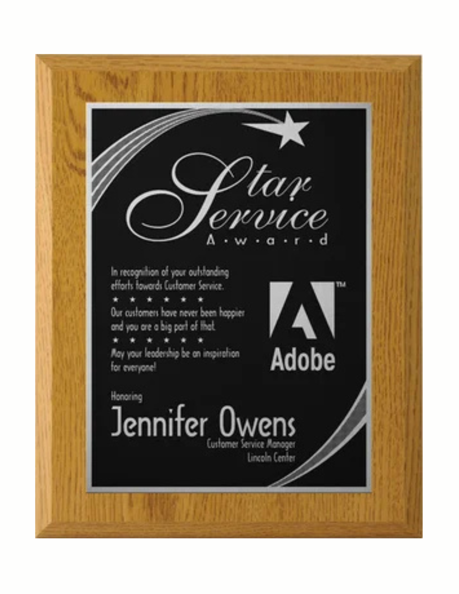 Executive Oak Press-board Plaque- 6 Sizes (2 Custom Options)