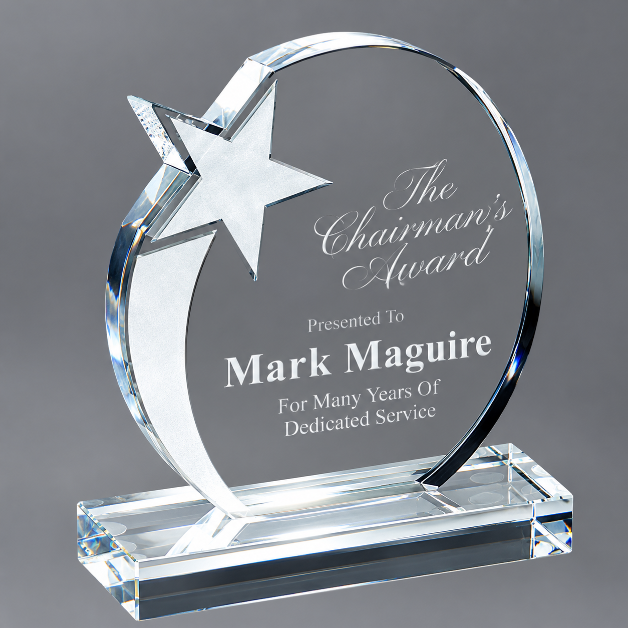 Shooting Star Circle Crystal Award- 2 Sizes (Incudes Engraving)