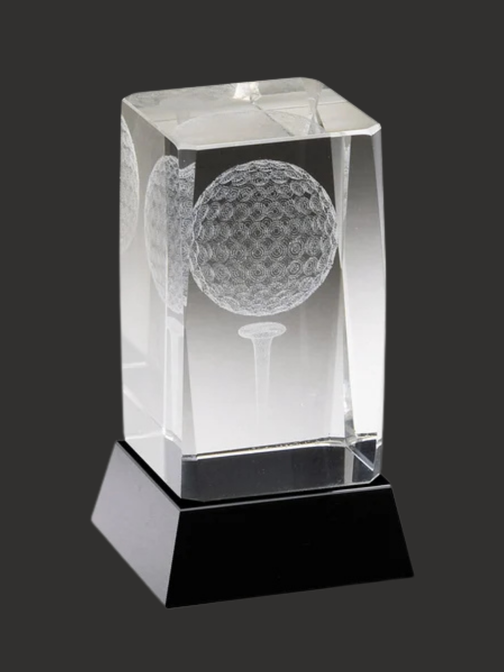3-D Crystal Golf Award- 2 Sizes (Includes Engraving)