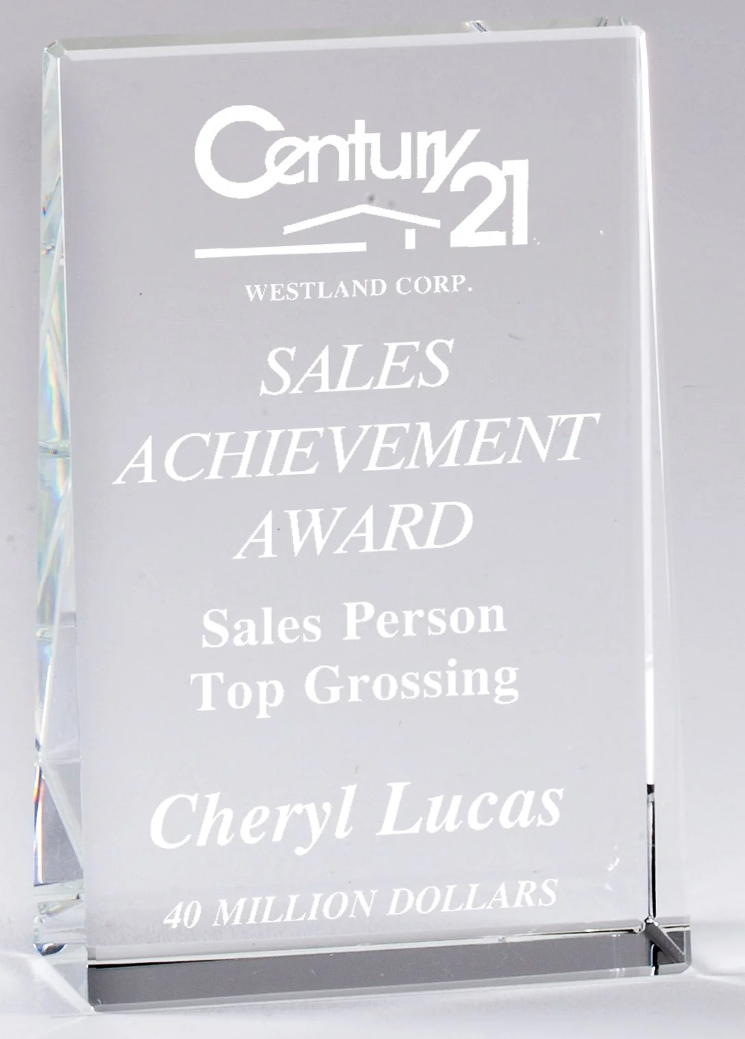 Free Standing Tablet Crystal Award- 4 Sizes (Includes Engraving)