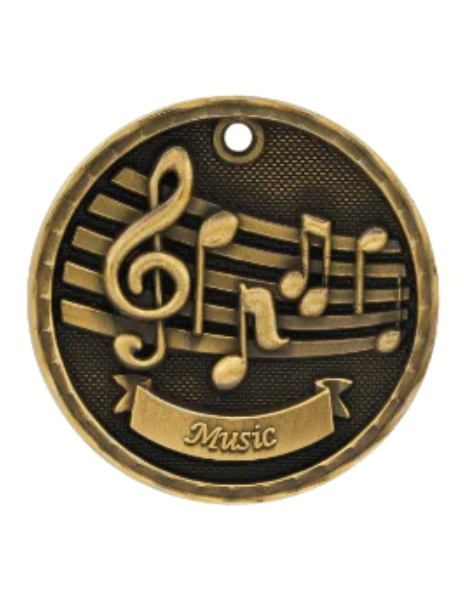 2" Antique 3D Music Medal (Includes Ribbon)