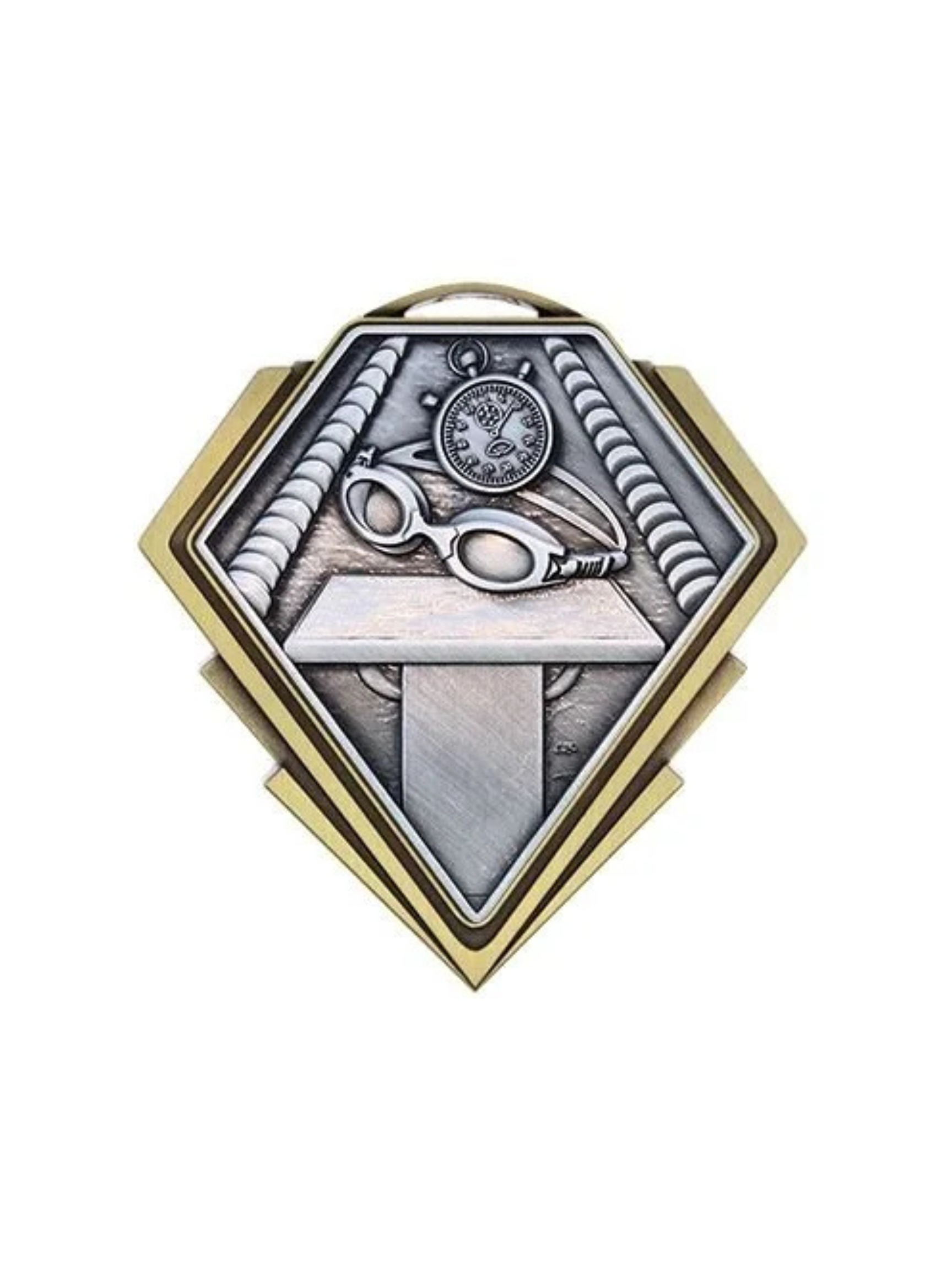 Gold Diamond Shaped Swimming Medal