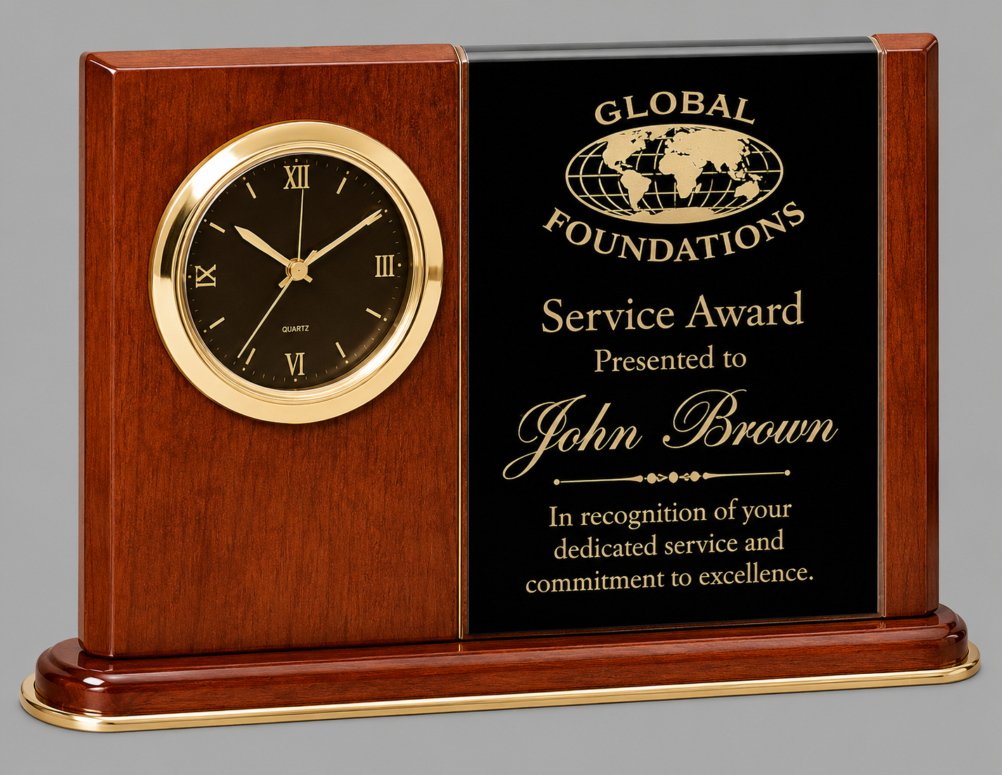 Walnut Landscape Plaque Clock 7.75"x5.25" (Includes Engraving)
