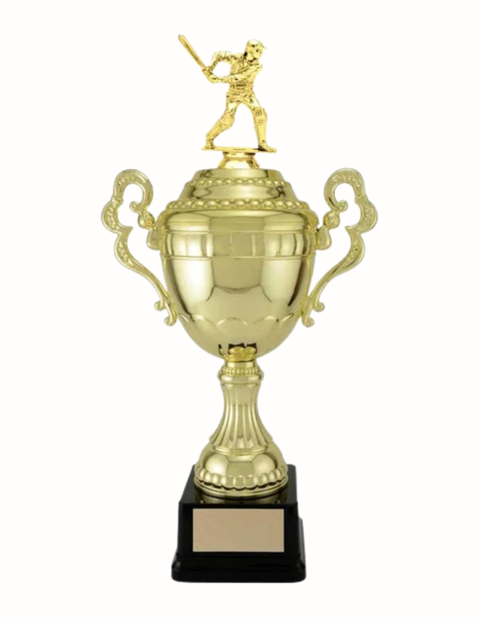 Cricket Batsman Gold Plastic Cup Trophy- 5 Sizes (Includes Engraving)