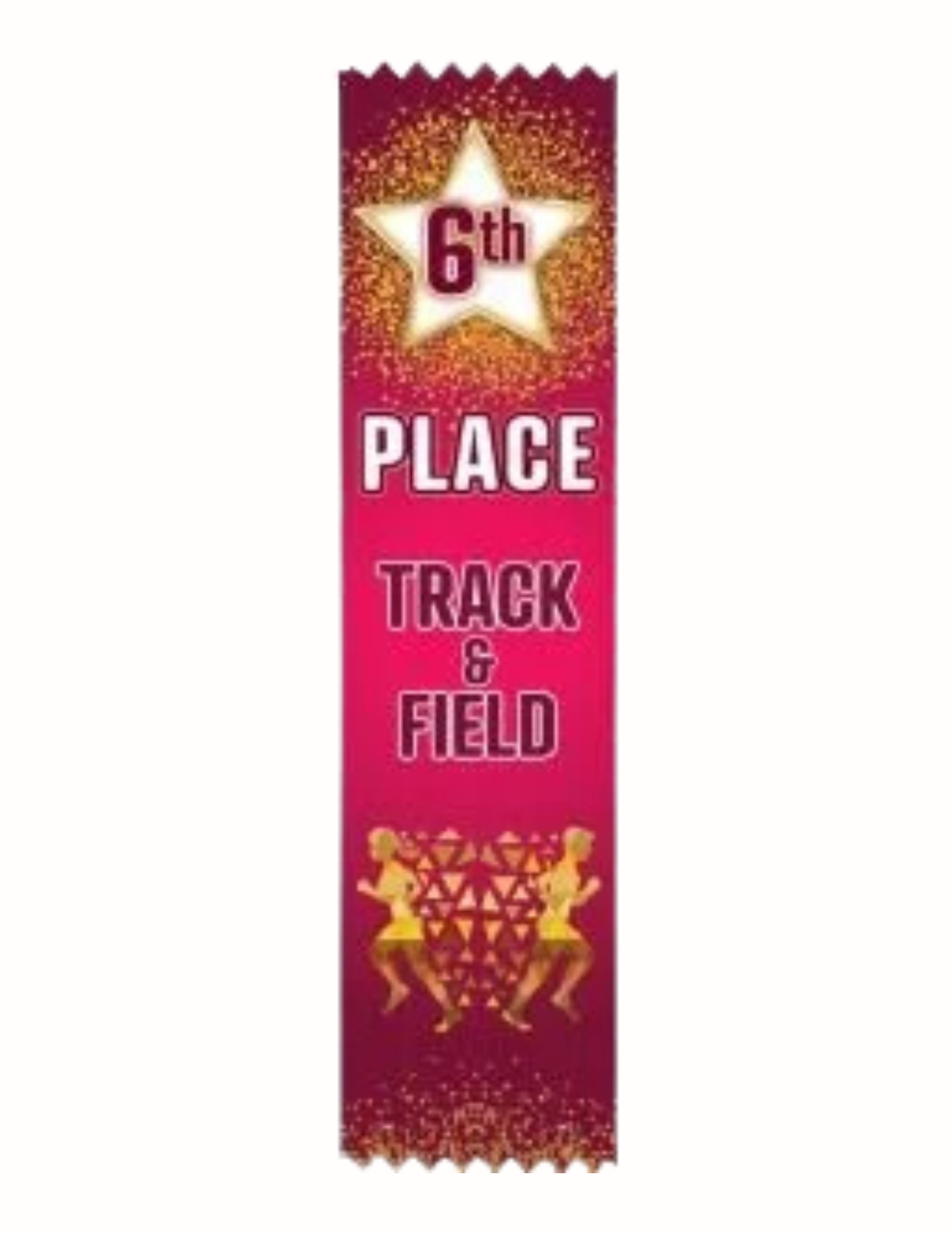 Flat Track & Field Ribbon 2" x 8" 6th Place Award Ribbon