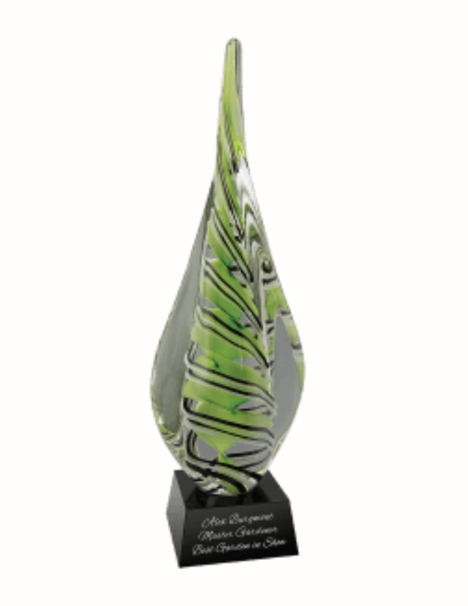 17.5" Green/White/Black Spire Art Glass Award (Includes Engraving)