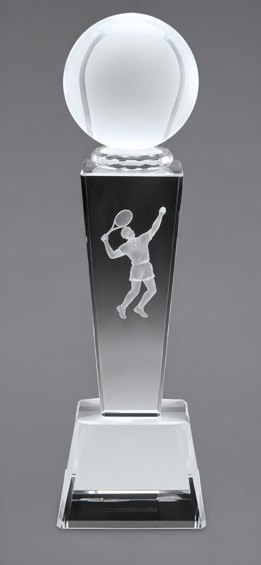 Male Tennis Frosted Crystal Tower Award 8.75" x 2.5" (Includes Engraving)