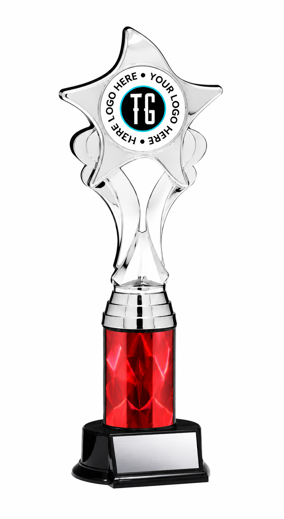 Silver Nova Star Custom Trophy- 3 sizes, 2 colors (Includes Engraving)