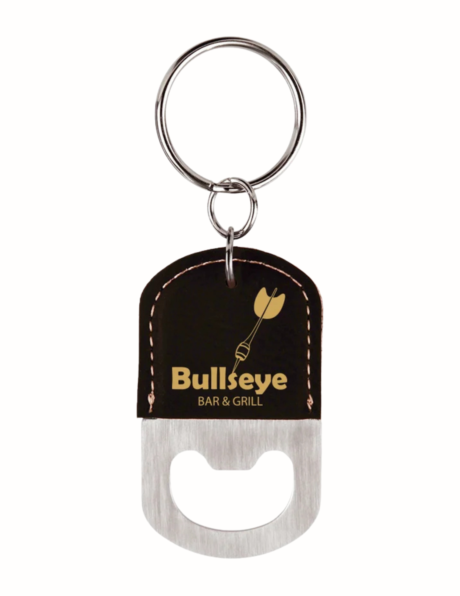 Oval Leatherette Bottle Opener Keychain