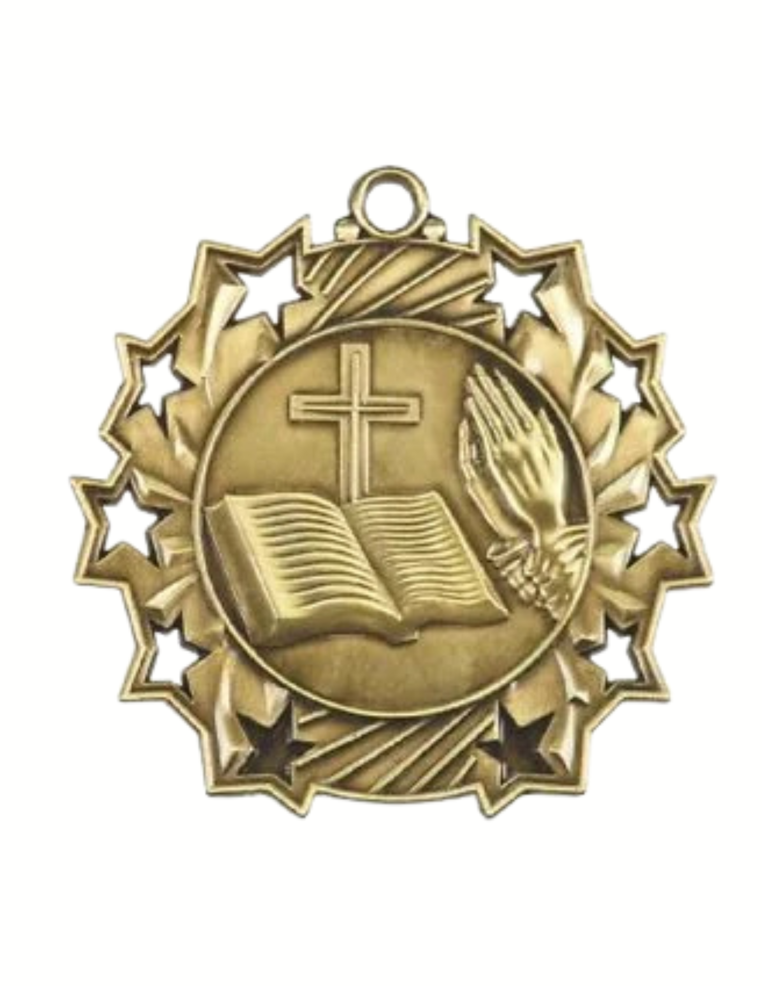 Religious Ten Star Medal 2.25" (Includes Ribbon)
