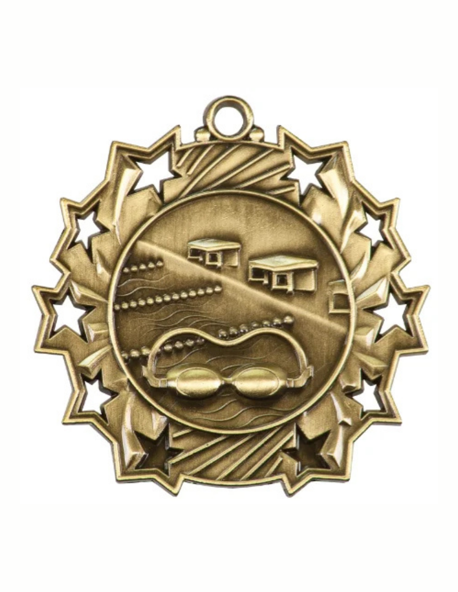 Swimming Ten Star Medal 2.5" (Includes Ribbon)