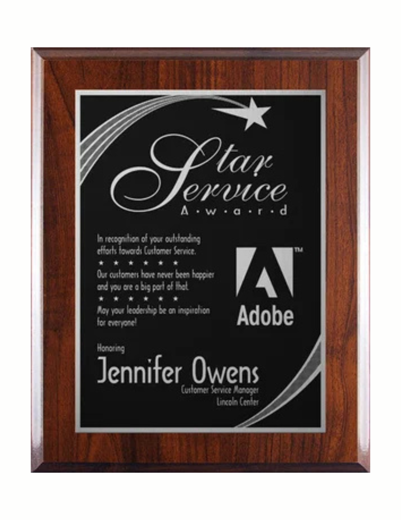 Executive Press-board Plaque, Hi-Gloss Cherry Wood- 3 Sizes (2 Custom Options)
