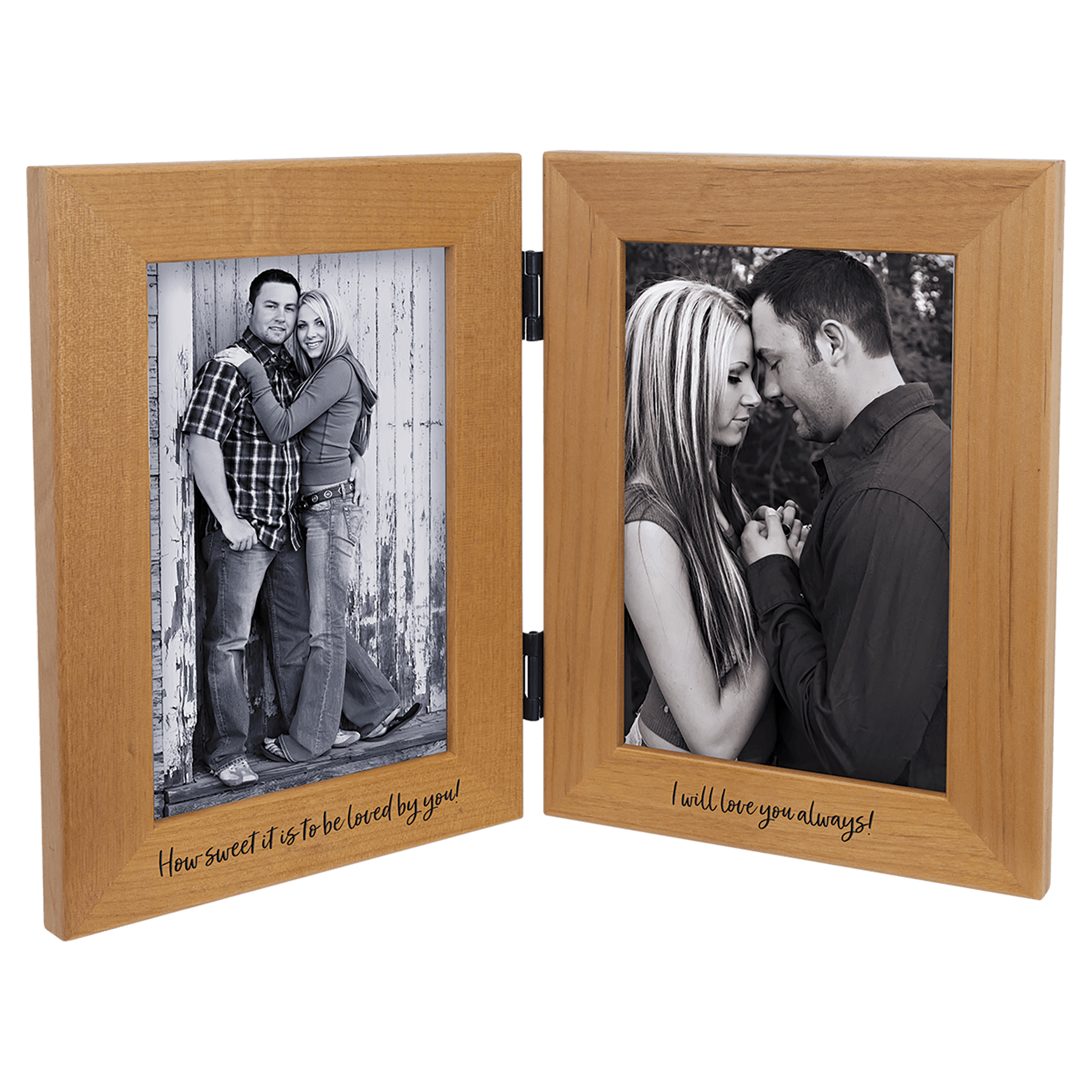 Genuine Red Alder Dual Picture Frame (Includes Engraving)