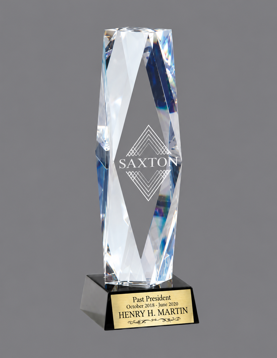 Black Base Crystal Pillar Award- 3 Sizes (Includes Engraving)