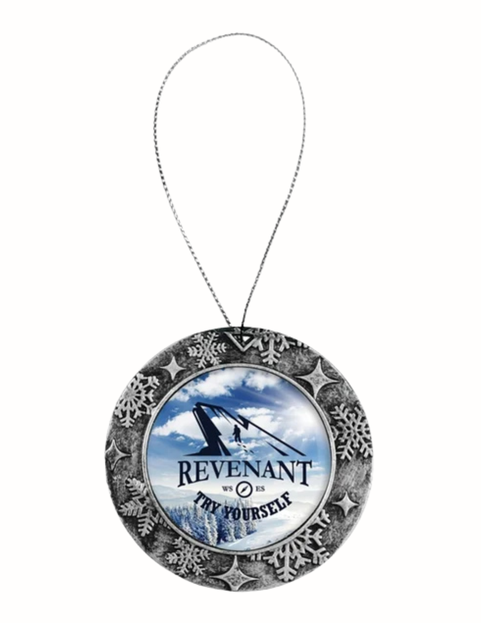 3" Antique Silver Round Ornament with 2" Insert Holder & Silver String (Includes Personalization)