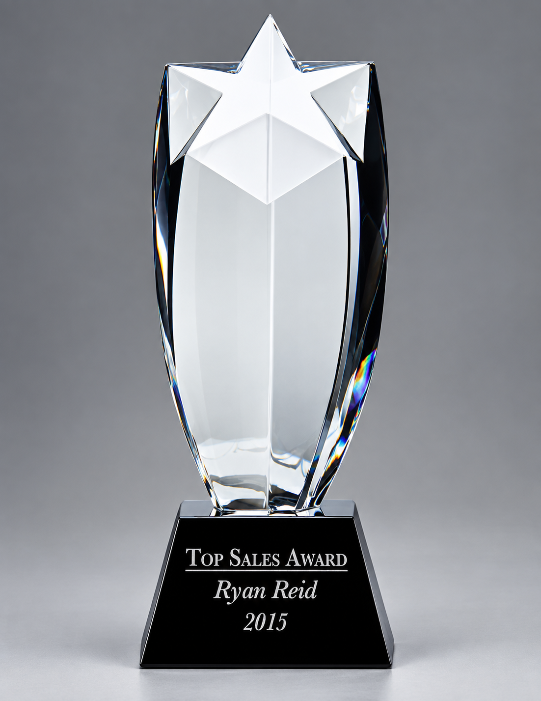 Wide Star Crystal Award- 2 Sizes (Engraving Included)