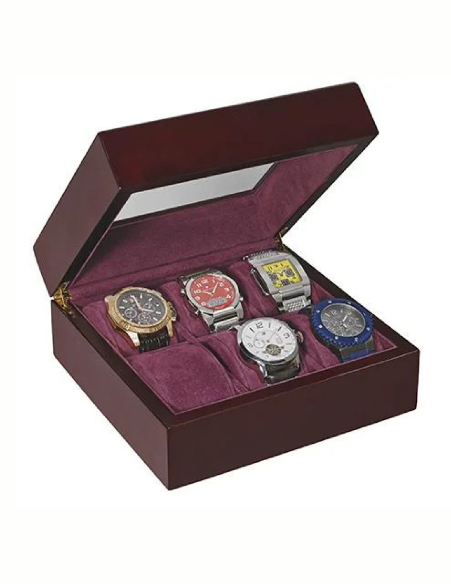 Alpine Deluxe 6-Watch Box 8" x 7.75" x 3.75" (Includes Engraving on Box)