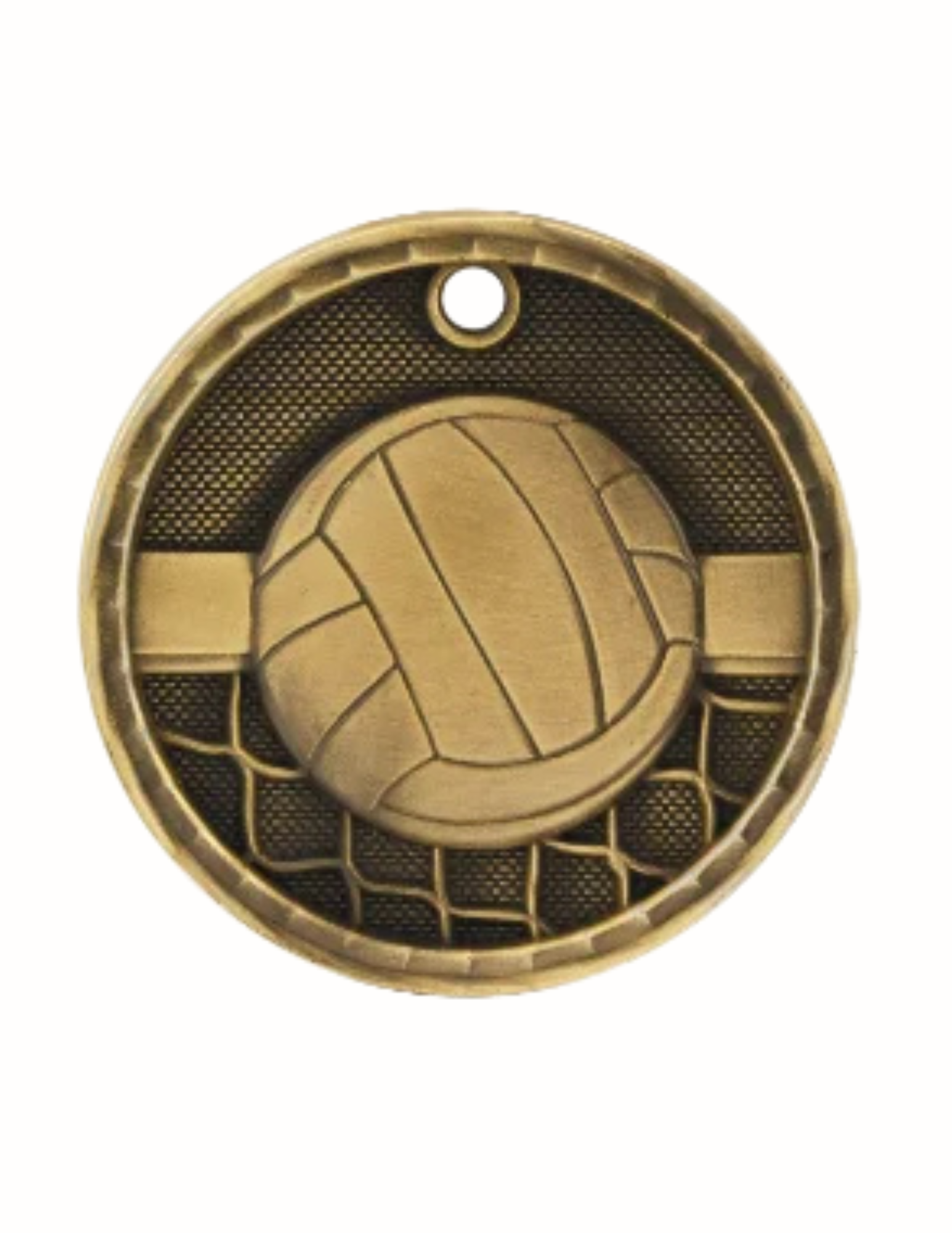 2" Antique 3D Volleyball Medal (Includes Ribbon)
